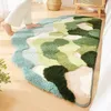 Carpets Green Moss Bath Rug Water Absorbent Polyester Bathroom Mats Tufting Plush Soft Non-slip Entrance Doormat Shower Carpet Foot Pad