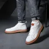Casual Schuhe 23 Modetrend Herren Leder High-Top White Soft