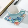 Mostetas de mesa Naranjas y flores azulesas de cerámica (cuadrado) para tazas establecidas personalizadas personalizadas
