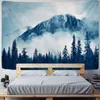 Tapisseries montagnes Tapestry Forest Landscape Starry Sky Mur suspendu couverture de dortoir de village