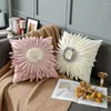 Kudde nordisk solrosfodral modern enkel 3D -blomma dekoration soffa heminredning vardagsrum biltäcke