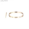 Bracelets de charme 6 mm de large 5e génération Gold Gold Sleeve Steel Designer Gold Rose Gold Women Mens Mens Contrôle L46