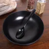 Spoons Spoon Soup Black Melamine Imitation Handle Multi Scoopsrestaurant Coffee Ceramicjapanese Porcelain Ramen Eatingtableware