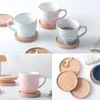 Table Mats 1PC Tea Coffee Cup Pad Placemats Decor Walnut Wood Coasters Durable Heat Resistant Square Round Drink Mat Natural