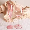 Kieliszki do wina 460 ml/180 mlbeveled Pink Champagne Water Set Crystal Glass Wysoki kolor