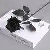 Decorative Flowers Pure Black Single Rose Halloween Ghost Festival Horror Gothic Style Dark Bouquet Series Party Garden Decoration