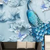 Fonds d'écran Wellyu Fond d'écran personnalisé 3D PEINTURE D'HUILE chinoise moderne Magnolia Peacock TV Bandle Murale décorative