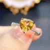 Cluster Anneaux Fs Real S925 STERLING Silver Fine Charme Fine Naturel engendré Citrine Ring Mariages Bijoux pour les femmes avec certificat Meibapj