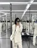 Women's Two Piece Pants 2024 Spring Luxury Fashion Women 50% Wool White Blazer Coat With Casual Female Chic Trouse Sutis Sets Gdnz 2.18