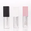 Storage Bottles Cosmetics Pink White Lip Glaze Bottle Packaging Spot Wholesale 5ml Transparent Square Big Head Brush Black Color Tube