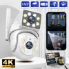 Kameror 8MP Dual Lens WiFi Survalance Camera Color Night Vision 8x Digital Zoom AI Auto Tracking Cloud Outdoor Wireless Security Cameras