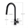 Black Kitchen Faucet Two Function Single Handle Pull Out Mixer and Cold Water Taps Deck Mounted 240325