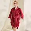 Hemkläder Ice Silk Women's Pyjamas Plus-size Summer Ultra-Thin Shirt Sense Dress Sexig Nightdress