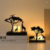 Candle Holders Metal Candlestick Ornament Home Living Room Desktop Decoration Wrought Iron Elephant Elk Halloween