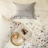 Ensembles de literie Bouchons rose blanc broderie en coton cover de couette lin lin tobe ajusté les taies d'oreiller