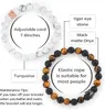 Strand Kirykle 8 mm naturalny kamień biżuterii z koralikami zestaw dla kobiet mężczyzn Tiger Oko Stop crown elastyczna bransoletka pary prezent