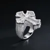 Fina smycken Hip Hop Moissanite Cross Ring Diamond 100% Pass Diamond Test Mens and Womens smycken