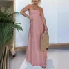 Casual Dresses Women Strapless Dress Solid Color A-line Stylish Off Shoulder For Bandeau Waist Pleated Hem