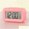 Desk & Table Clocks Plastic Mute Alarm Clock Led Smart Temperature Cute Posensitive Bedside Digital Sn Nightlight Calendar Drop Delive Dhhk4