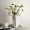 Vase Nordic Style Morandi Ceramic Desktop Vase Ornamentsリビングルームフラワーアレンジメント乾燥した家の装飾アクセサリードロップデリDHMVC