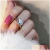 Wedding Rings Solitaire 1Ct Lab Diamond Ring 100% Real 925 Sterling Sier Jewelry Engagement Band For Women Bridal Party Gift Drop Del Dhmju