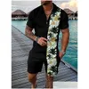 Men'S Polos Mens S Summer Hawaii 3D Print Shirts Shorts Sets Fashion Oversized Short Sleeve Shirt Pants Set Suits Man Tracksuit Clothi Otx1A