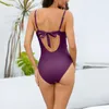 Kobiety kobiet -strojów kąpielowych Kobiety Szependera pusta One Piece Deep V Neck Solid Kolor Wcisły monokini wrap węzeł plisowane seksowne stroje kąpielowe