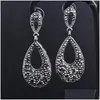 Dangle Chandelier Earrings Leeker Vintage Waterdrop for Women Black Sier Color Fl Cubic Zirconia Party Fashion Jewelry Lk3 Drop Del Dhoti