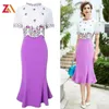 Partykleider Zalady Designer Elegant Bodycon Midi Long für Frauen Sommer Blumenstickerei Büro Arbeit Chic Meerjungfrau Kleid Femme