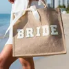 Storage Bags BRIDE Pattern Bag Linen Cloth Material Party Beach Tote Large Capacity Women's Makeup Fashion Versatile Sewing Handbags