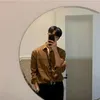 男性用の長袖コーデュロイシャツボタンポケットソリッドカラーレトロ韓国ファッションカジュアルルーズシャツジャケット240329