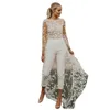 Beach Jumpsuits Wedding Dresses Sexy Backless Long Sleeves Illusion Summer Boho Bridal Gowns Lace Appliques 2024 Women Elopement Wear