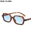 Lunettes de soleil oulylan Small Square pour femmes hommes de mode de mode Designer Soleil Vintard Leopard Blue Eyewear Shades UV400