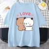 Kvinnor t skjortor sommar söt björn kärlek skjorta kvinnor par toppar tee kort ärm tshirts kvinnlig koreansk casual girl t-shirt