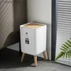 Afvalbakken Prullenbak met deksel Pers Dust bin voor woonkamer toilet badkamer keuken vuilnisbak emmer imitatie houten afval kan l46