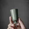 Koppar fat kinesisk stil celadon hög fot tekoppet te set cup singel