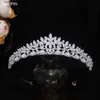 Bröllopshår smycken tazirn liten blommig brud kronor kubik zirkoniumtiaras handgjorda cz brudhuvudbonad prom birtay party accessoarer 230908 l240402