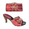 Dress Shoes 2024 Fashion Italian Women Matching Bag Set Decorated With Rhinestone African Ladies Comfortable Heels Sandals For Party