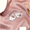 Dangle & Chandelier Earrings Funny Poker Card Alloy Girls Casual Party Hip Hop Jewelry Drop Delivery Dhqht