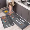 Halılar Modern Slip Anti-Slip Ev Mutfak Mat Fashion Basit Karikatür Yumuşak Halı Banyo Uzun Şerit Emme Puaf