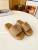 Luxe designer slippers sandalen dames geweven slippers platform slippers zwarte witte beige slippers geborduurde dames zomerschoenen