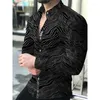 Men's Casual Shirts Luxury Men Turn-down Collar Buttoned Shirt Designer Stripe Print Long Sleeve Tops Mens Clothes Prom Party Cardigan