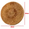 Masa paspasları 1pcs 10cm placemats yuvarlak el yapımı yalıtım mutfak rattan bardak altlıkları el dokuma placemat nordic japon potholder