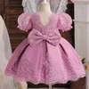 Abiti da ragazza Broidery Baby Girl Birthday Dress Flower Egant Girls Girls Dress Formale Kids Dress Abito da matrimonio Abito da matrimonio 1-5Y L240402