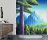 シャワーカーテン自然の風景カーテンフック付き山岳森の印刷されたバス72x72インチ農家用防水生地