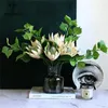 Bröllopsblommor Lovegrace Diy Bouquet Flower Silk King Protea Arrangement Fake Emperor Orange Home Party Table Decoration