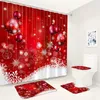 Rideaux de douche Santa Claus Curtain mignon bonhomme de neige rouge balles de Noël d'hiver Forest de Noël Décoration de salle de bain Mat de bain Toilet de toilette Couvercle