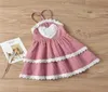 Summer Girls Dresses Girl Plaid Tryckt Sling Kjol Love Heart Tutu Dress Cascade Princess Dress Kids Designer Clothes Girls JY4783456522