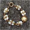 Bangle Armband Y.ing Ctured White Keshi Pearl Rec Form Gold Plated Cross Armband Design Smycken Drop Delivery DHV4O