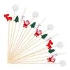 Forks Snowflake Shaped Bamboo Picks Creative Christmas Series DIY Disposable Skewers Household Fruit Kids